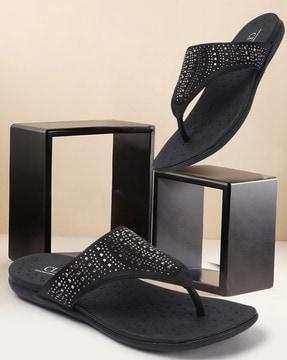 women slip-on t-strap sandals