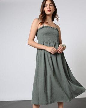 women smocked a-line slip dress