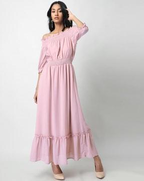 women smocked fit & flare dress