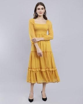 women smocked tiered dress