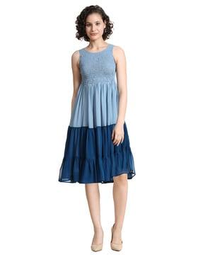 women smocked tiered dress