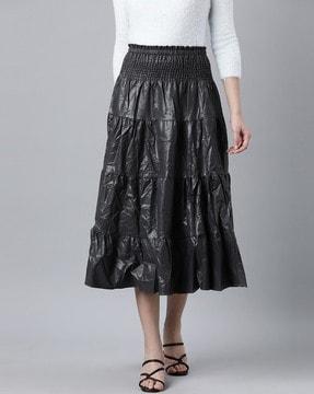 women smocked tiered skirt