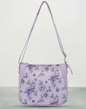 women snow floral print sling bag with adjustable strap