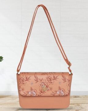 women snow floral print sling bag with adjustable strap