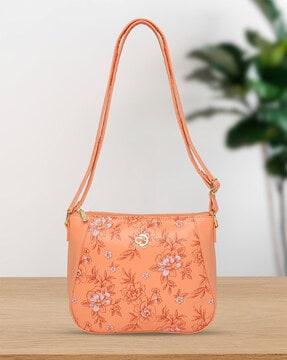 women snow floral print sling bag with adjustable strap