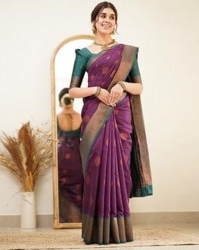 women soft silk saree with contrast border