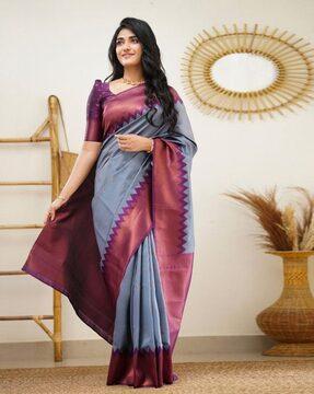 women soft silk saree with contrast taping
