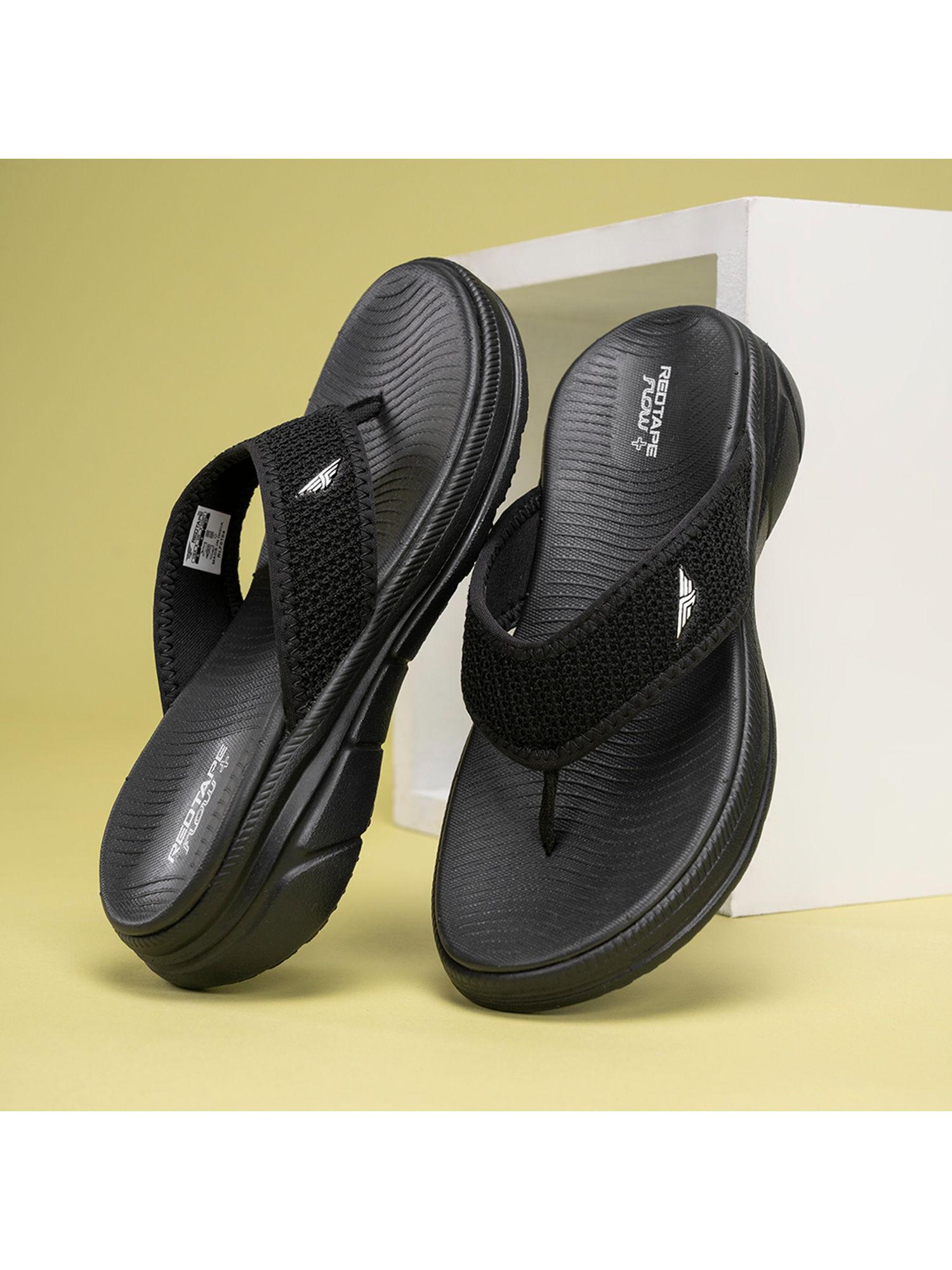 women solid black thong sandals