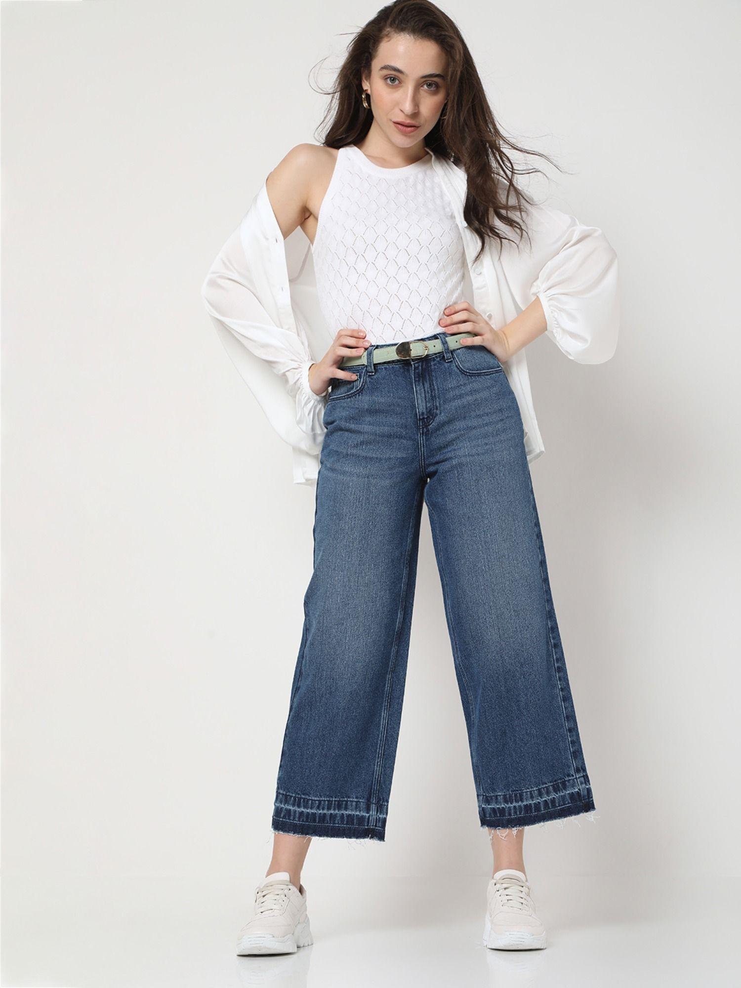 women solid blue jeans