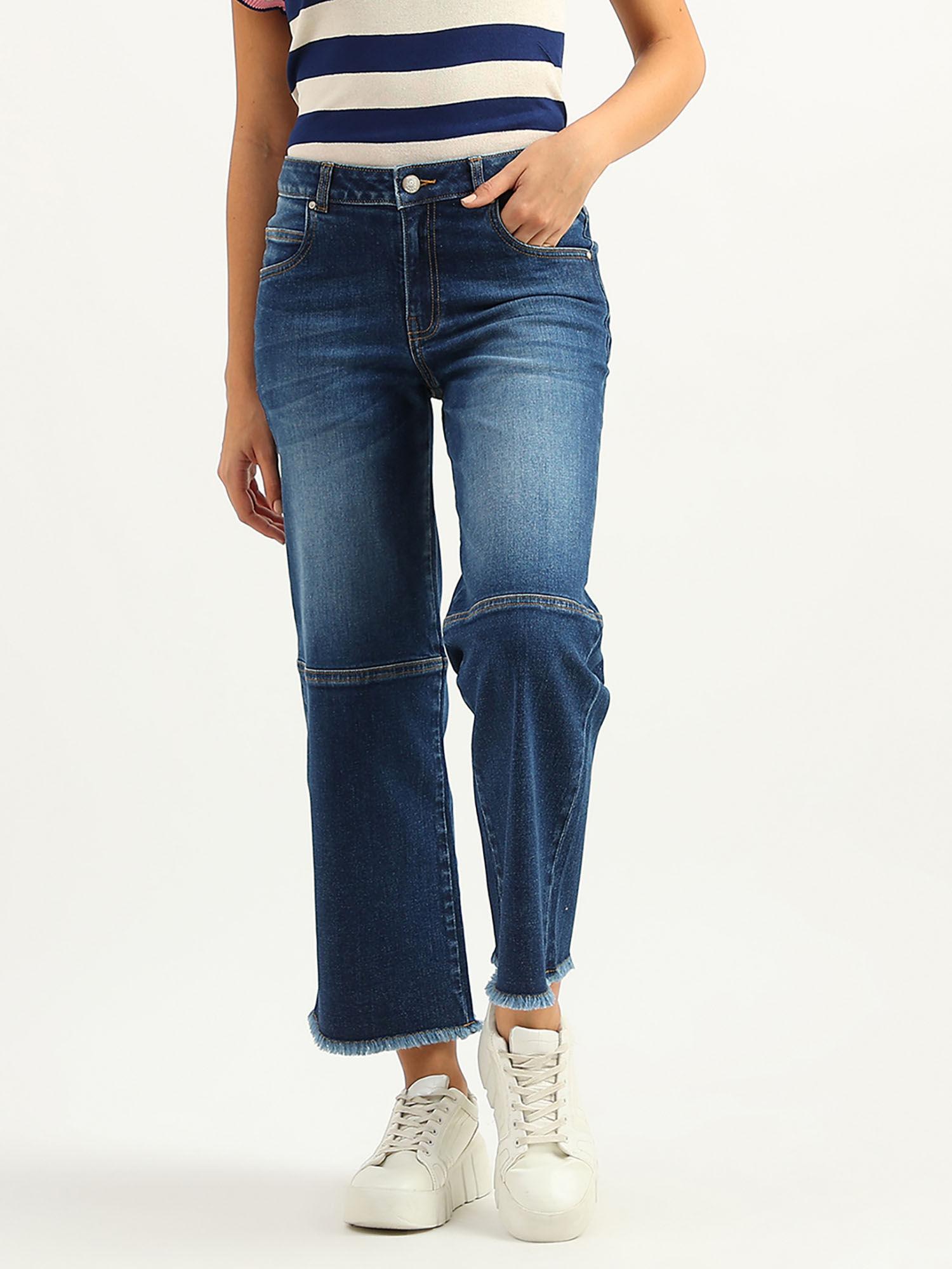 women solid bootleg jeans