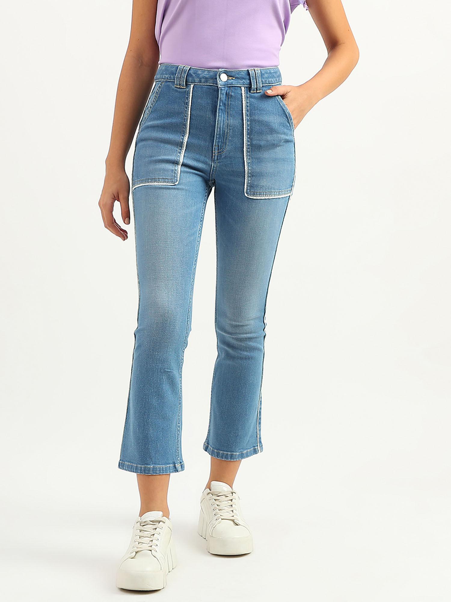 women solid bootleg jeans