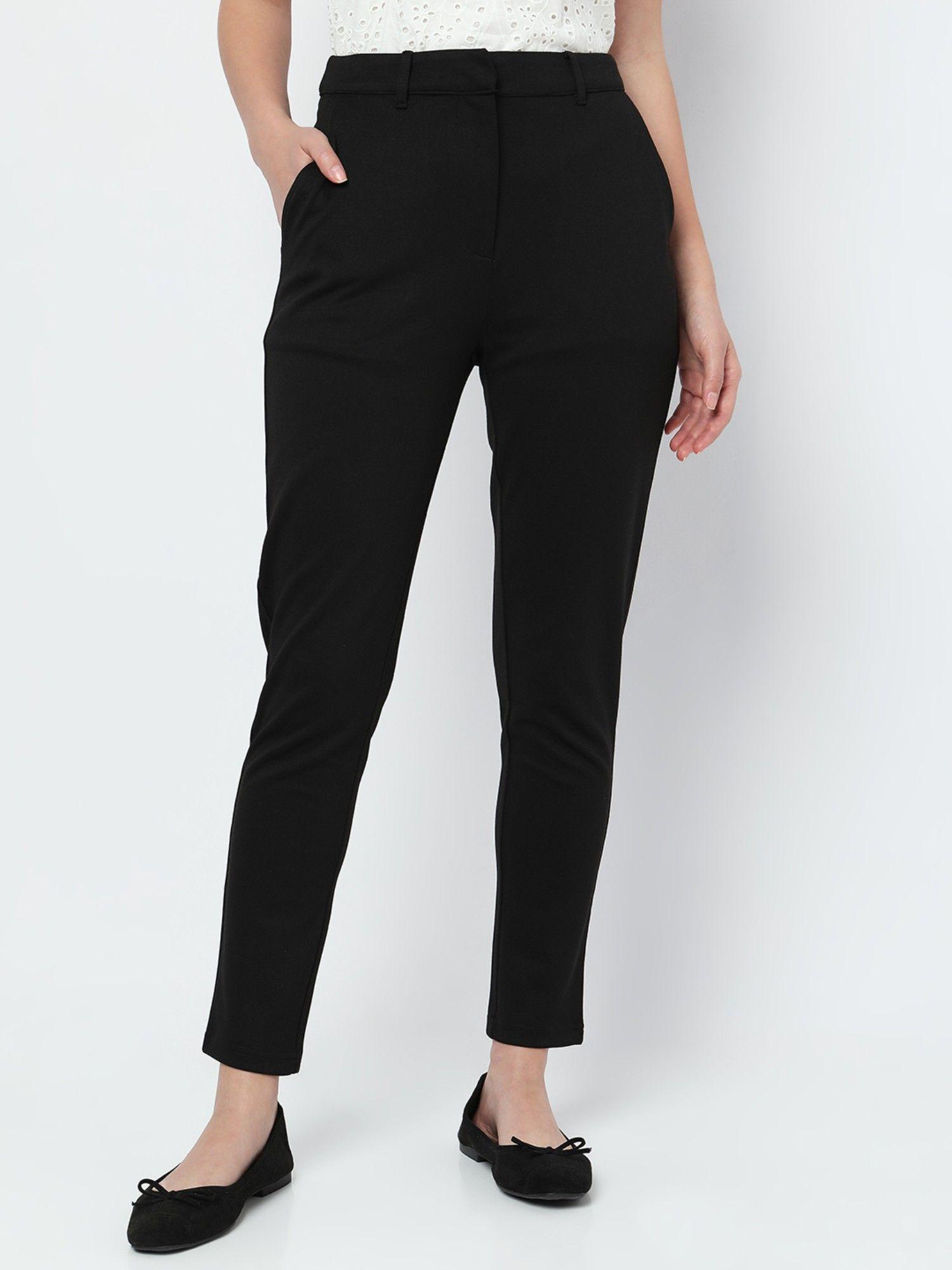 women solid casual wear black pant