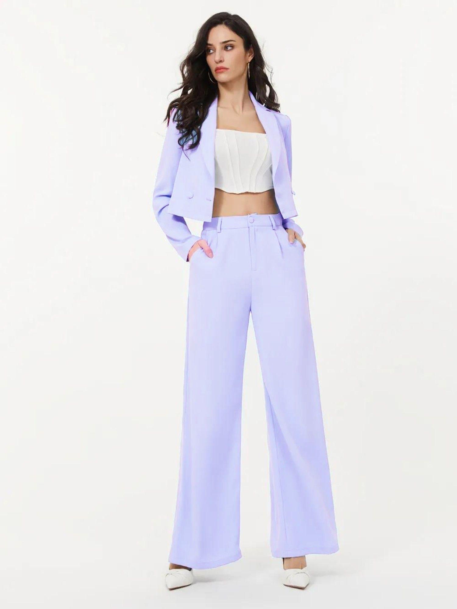 women solid co-ord-purple (set of 2)