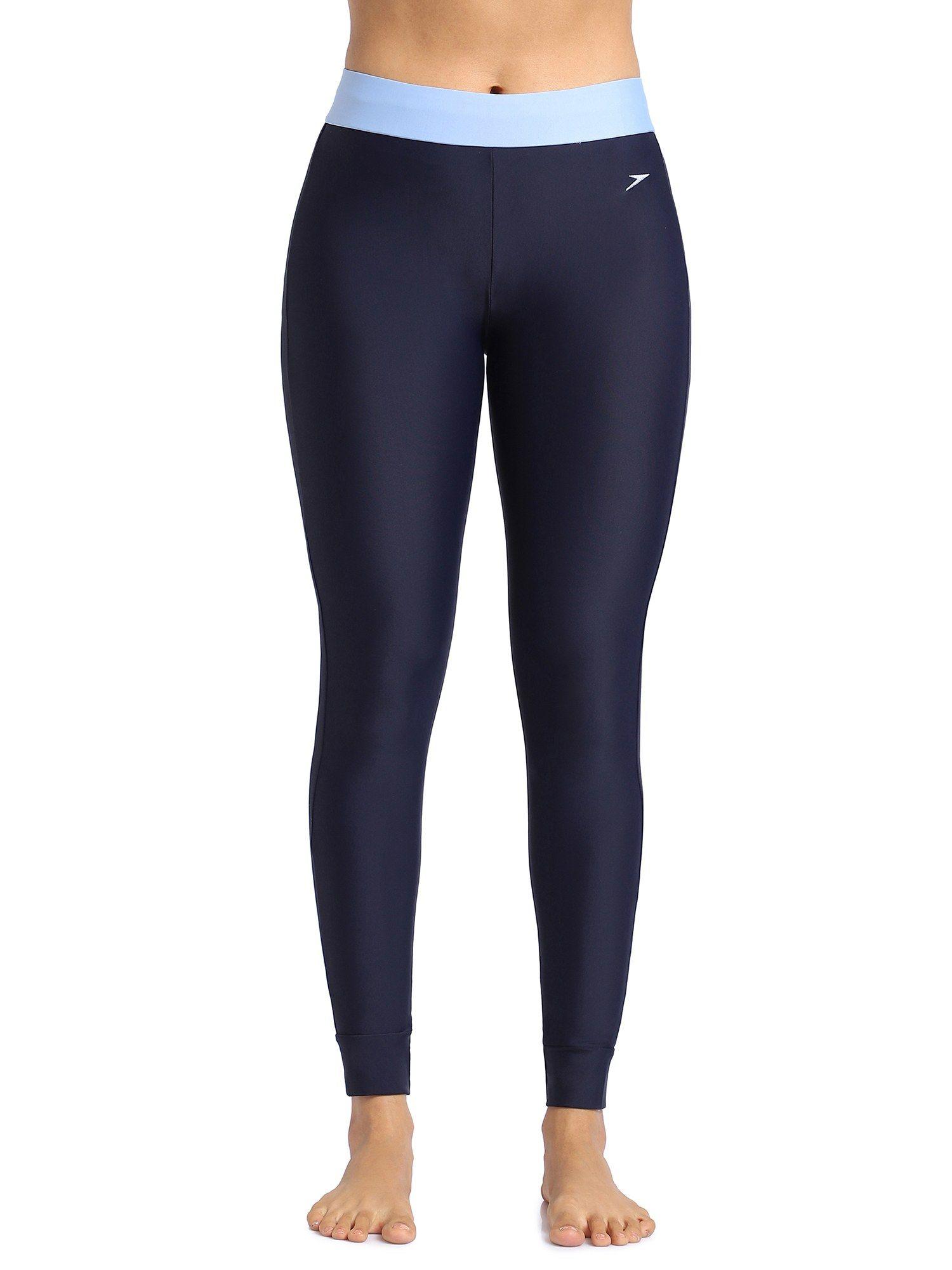 women solid contrast legging true navy & curious blue