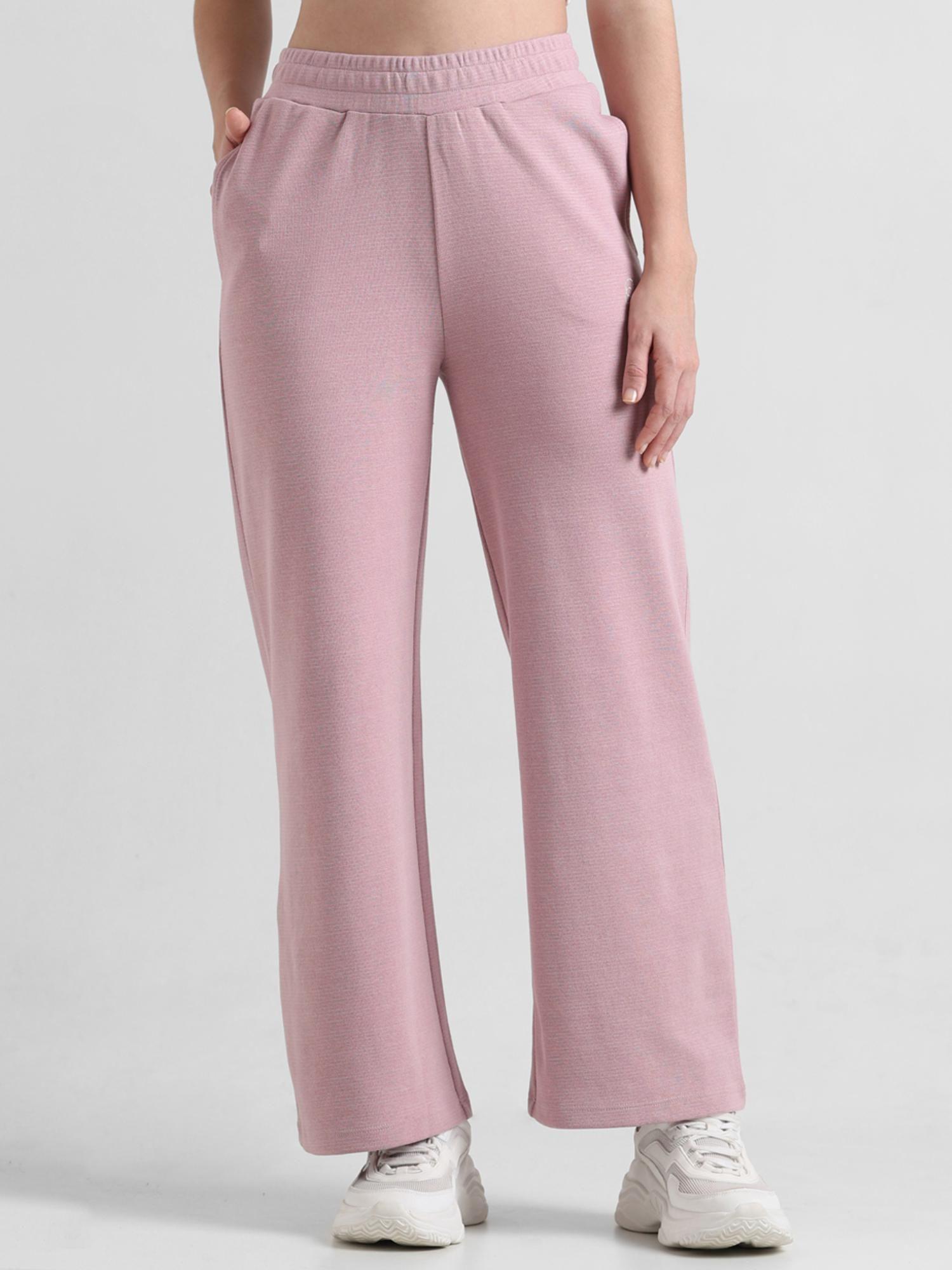 women solid cotton relaxed fit high rise lavender pant