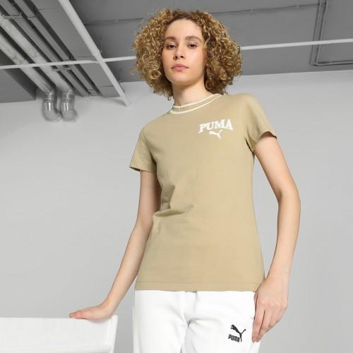 women solid crew neck pure cotton beige t-shirt