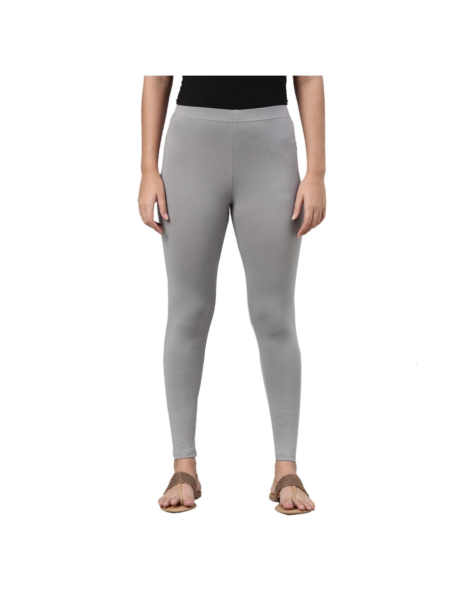women solid ebony grey slim fit ankle length leggings - tall
