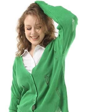 women solid fitted cardigan