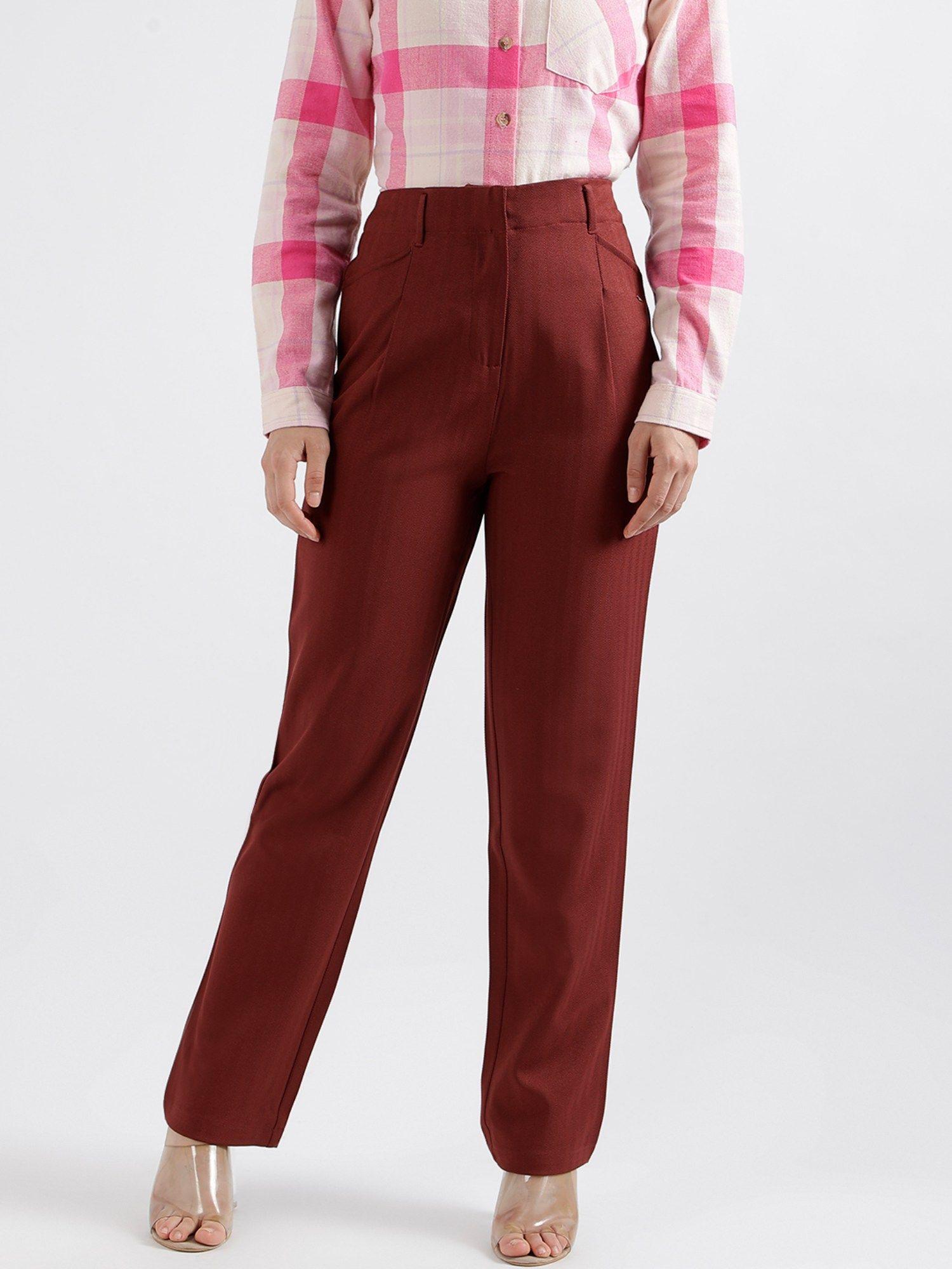 women solid fitted trouser