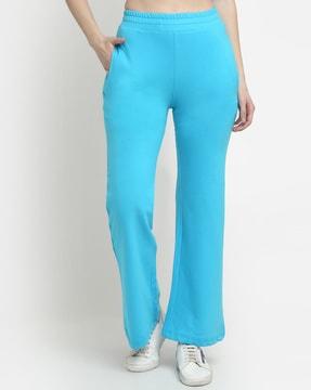 women solid flared track pant