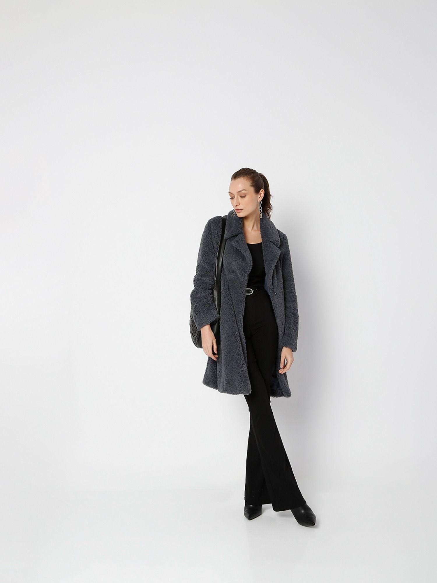 women solid grey waistcoat