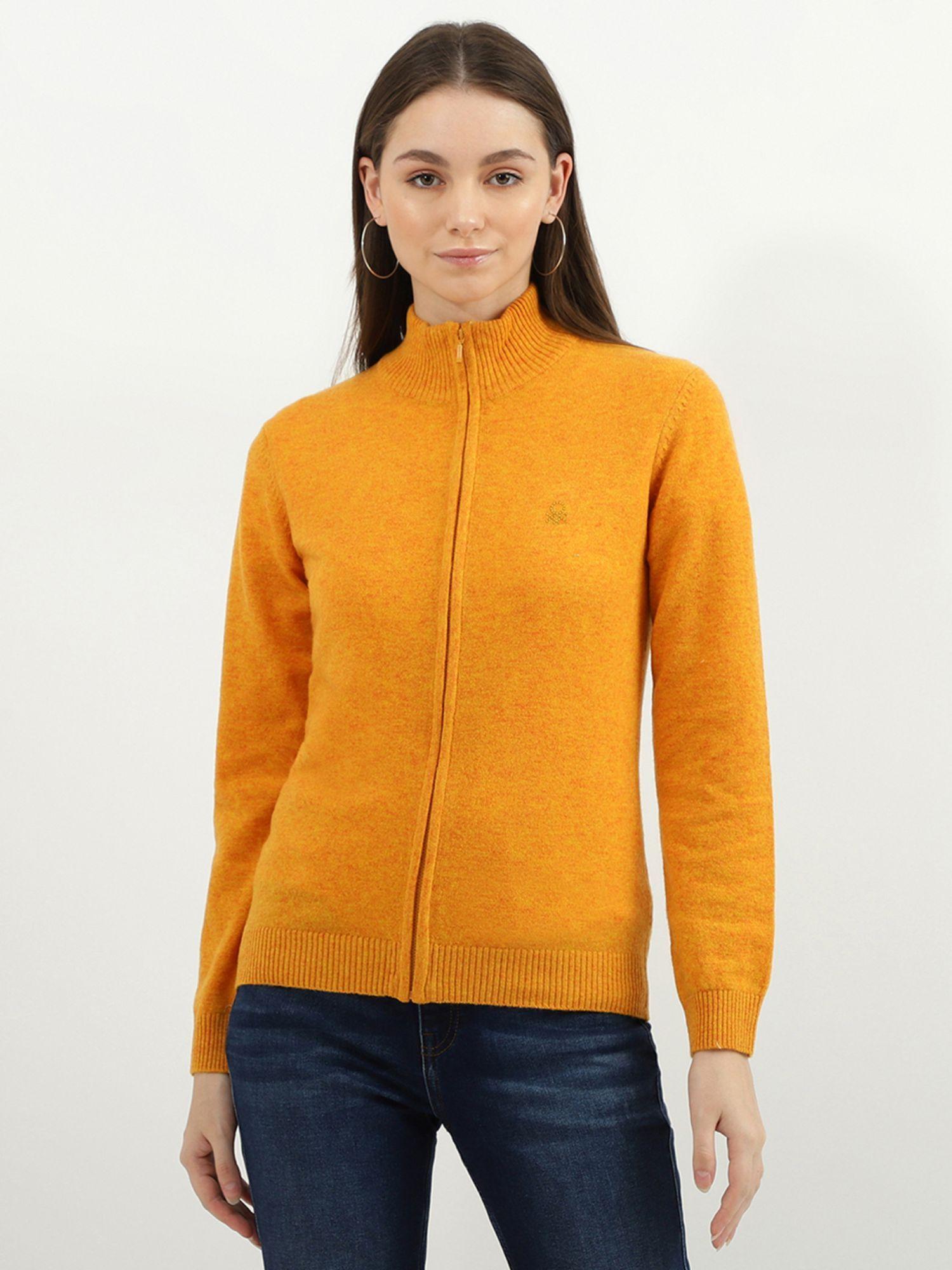 women solid high neck sweater