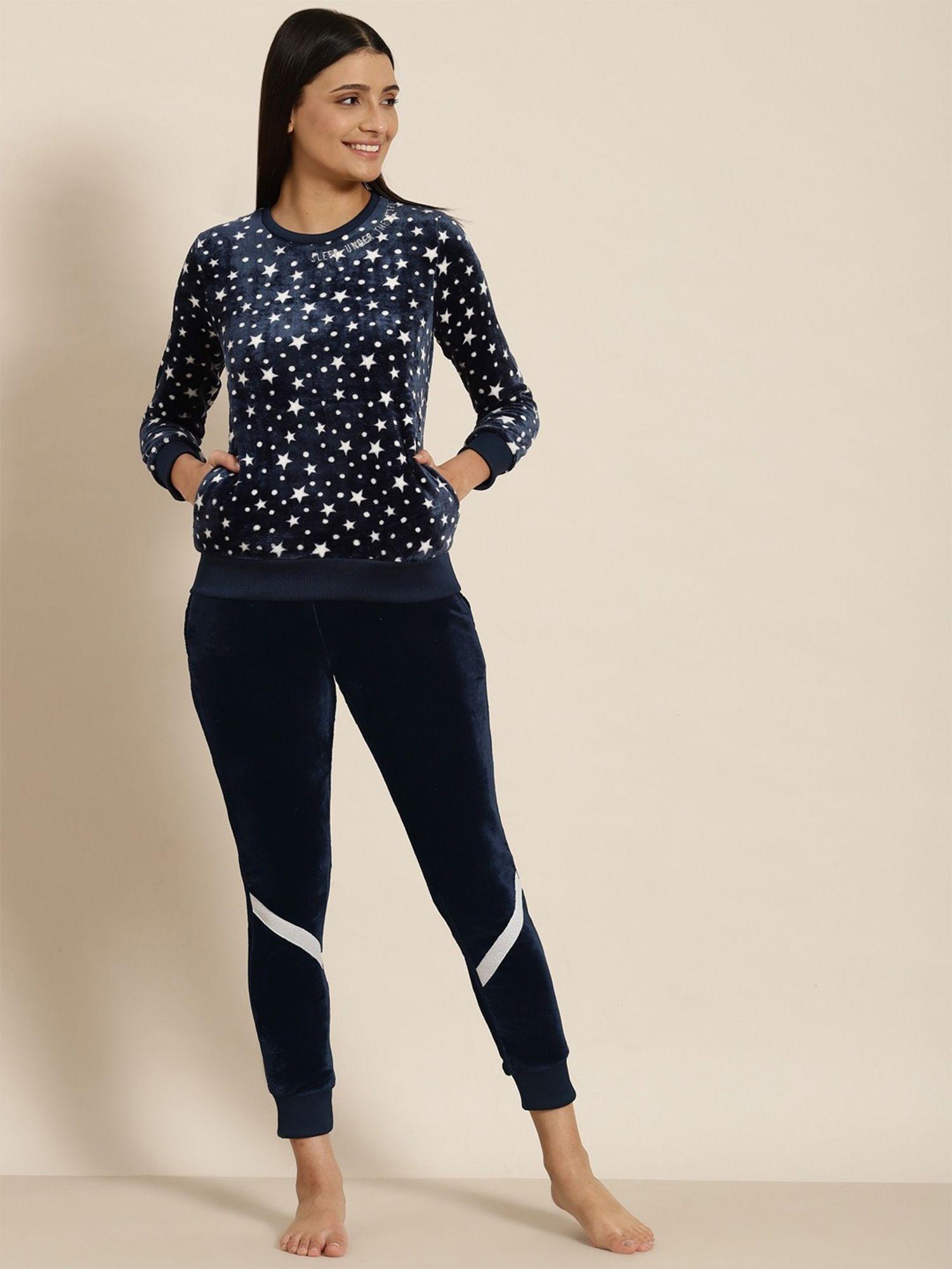 women solid joggers navy blue