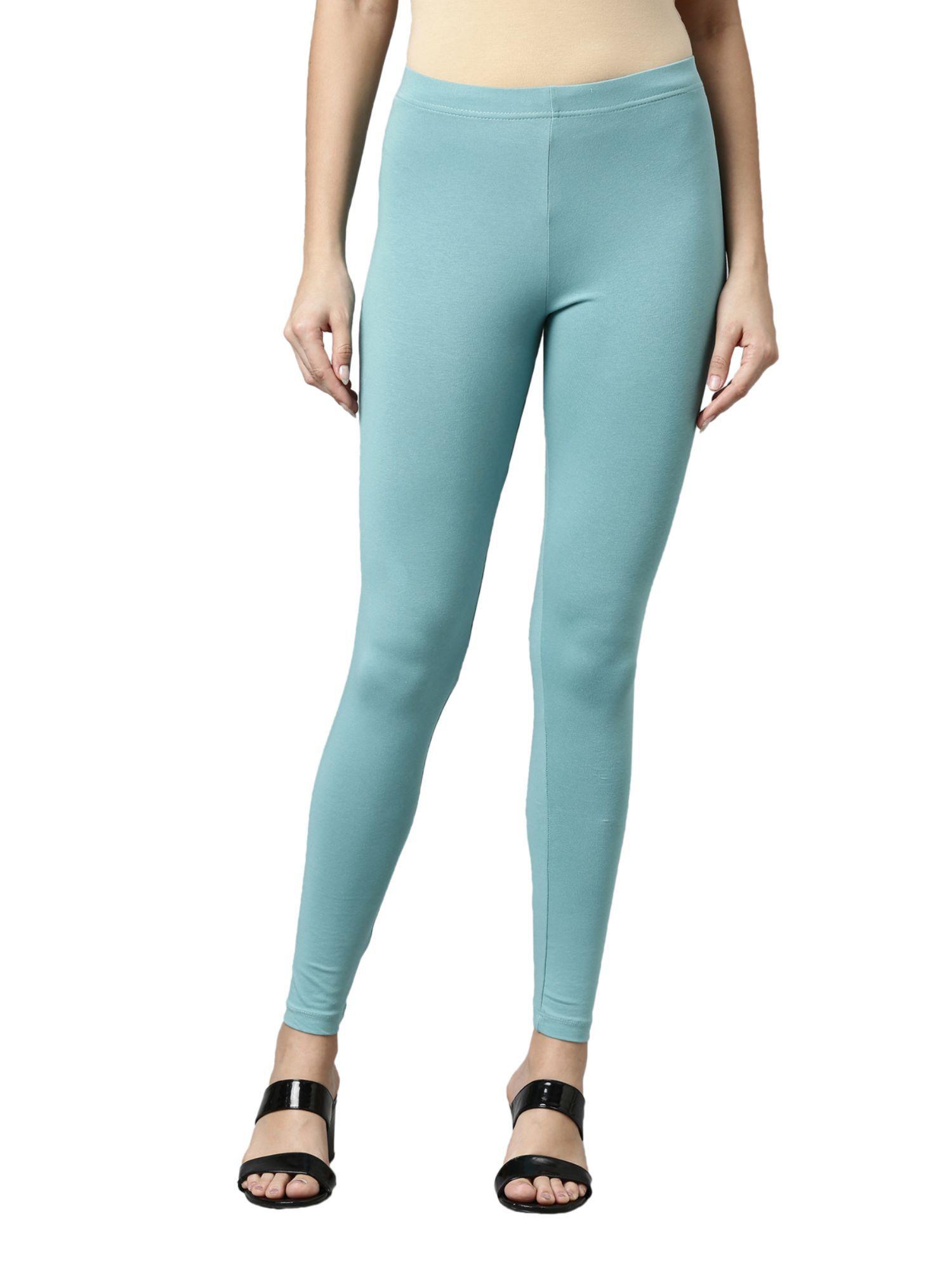 women solid light mint slim fit ankle length legging - tall