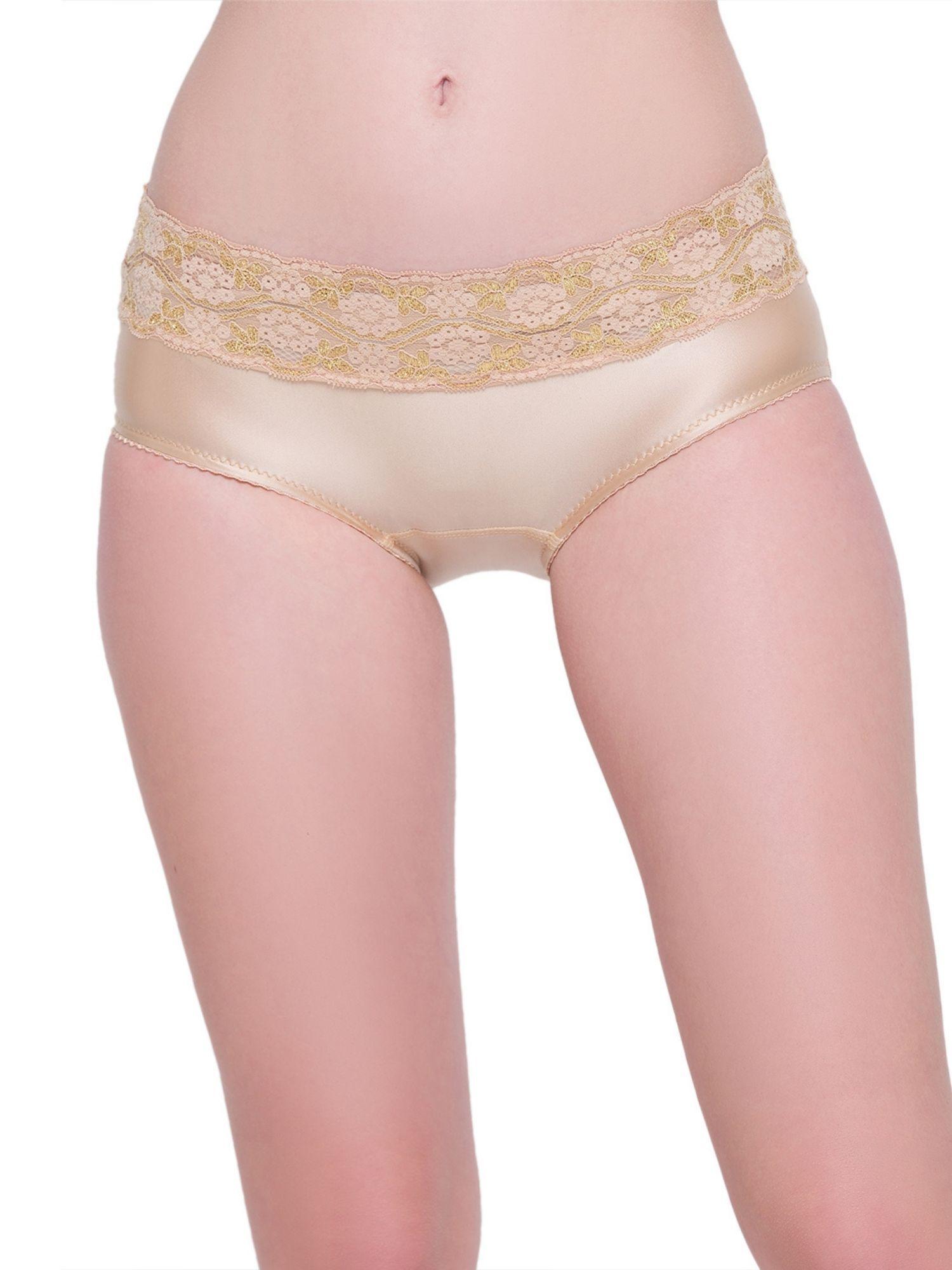 women solid mid-waist hipster panty - nude