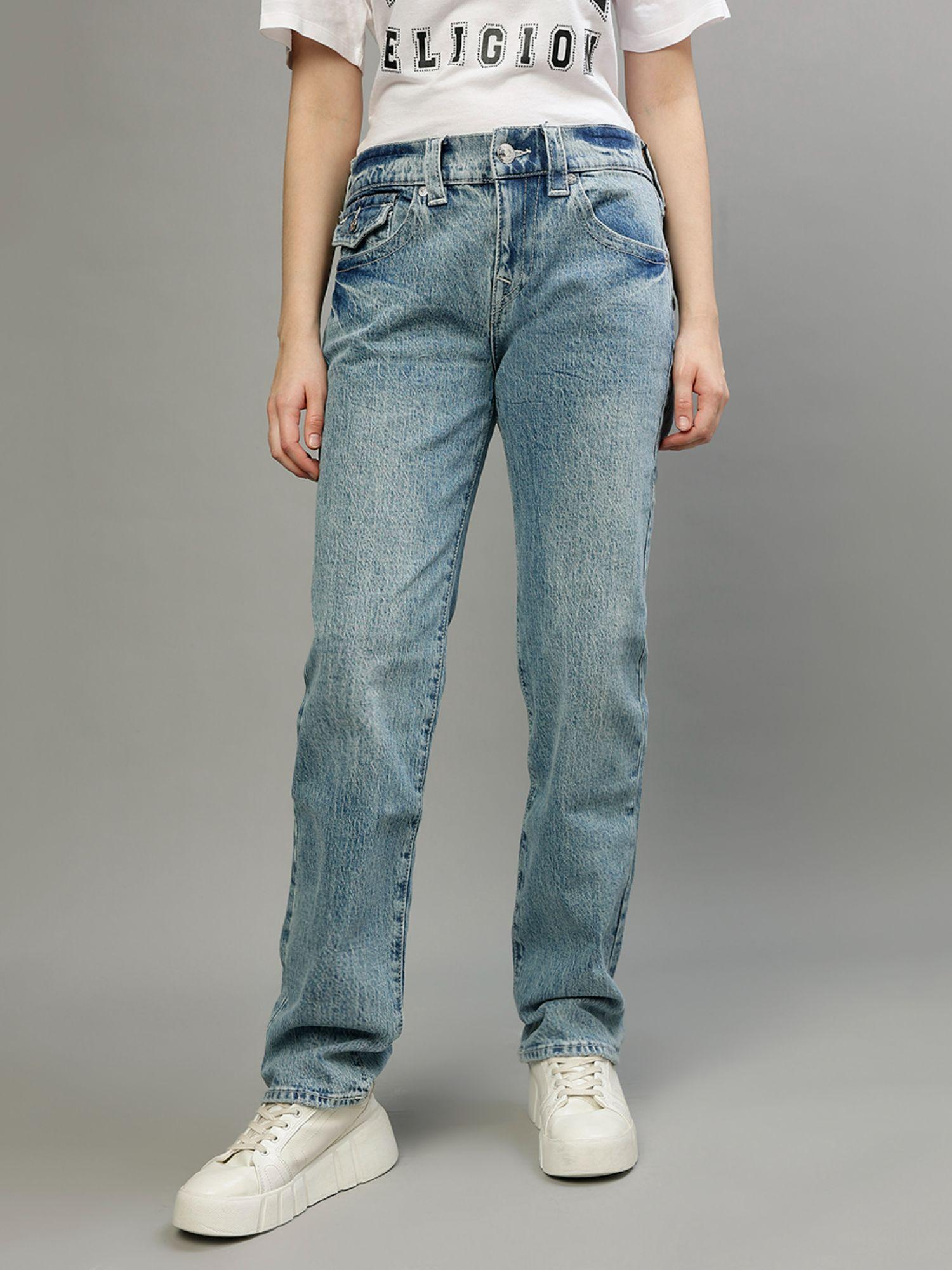 women solid oversized jeans