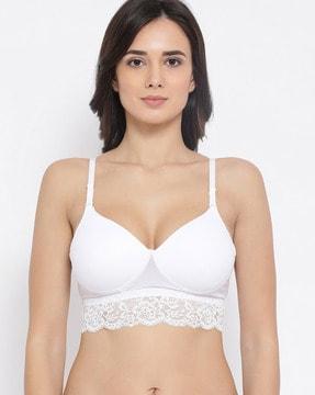 women solid padded full cup wirefree bralette bra