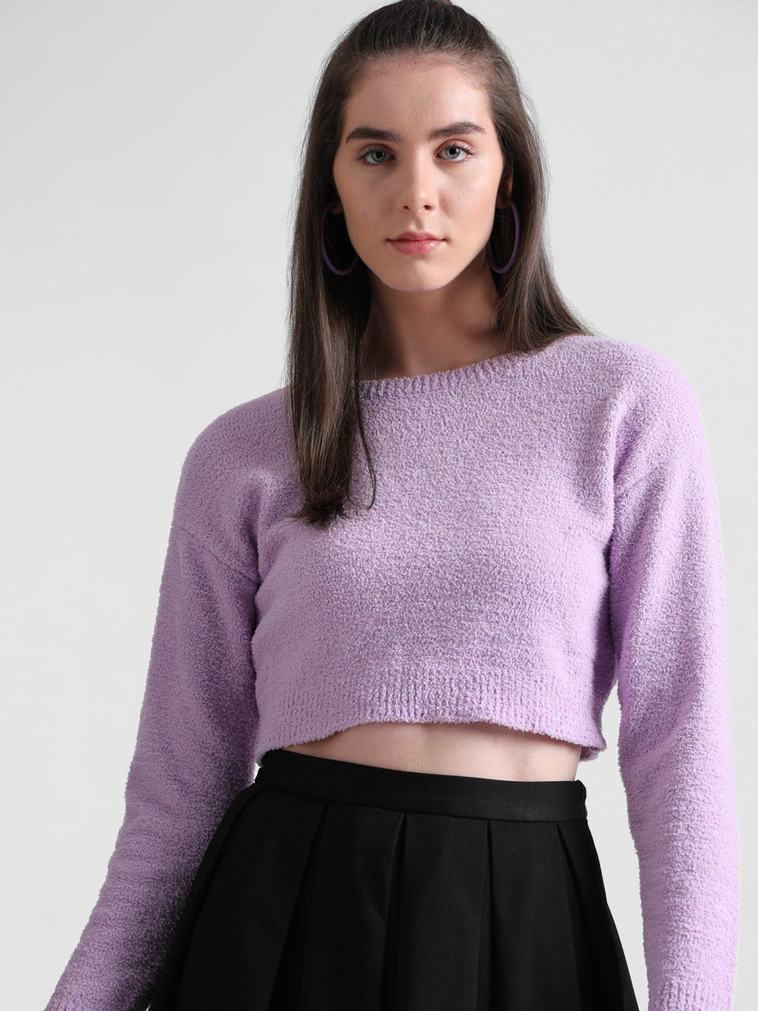 women solid purple sweater