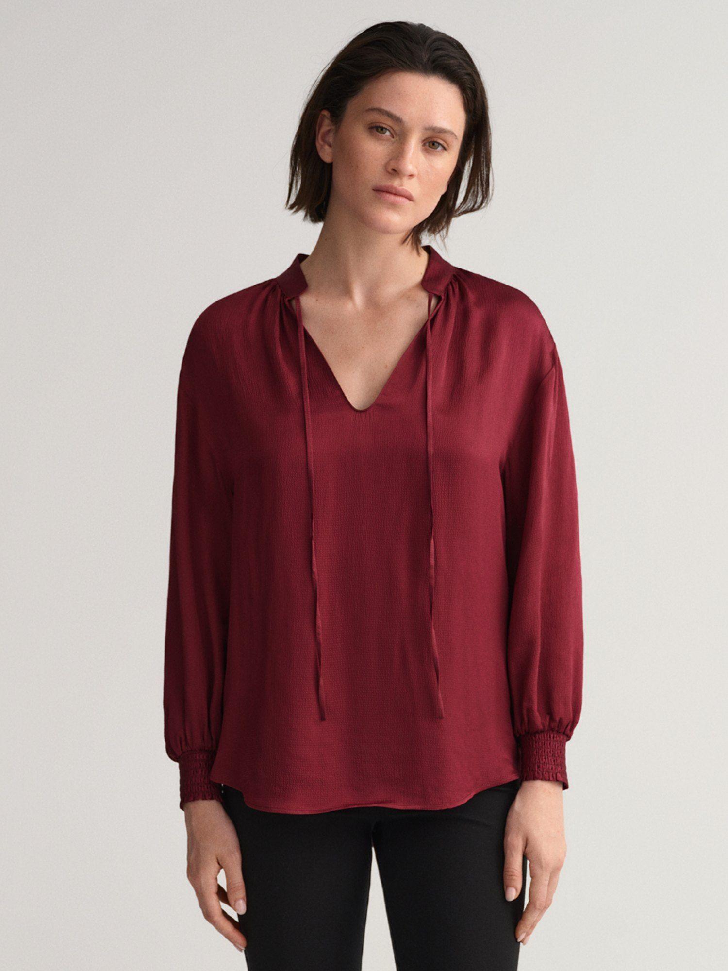 women solid red blouse