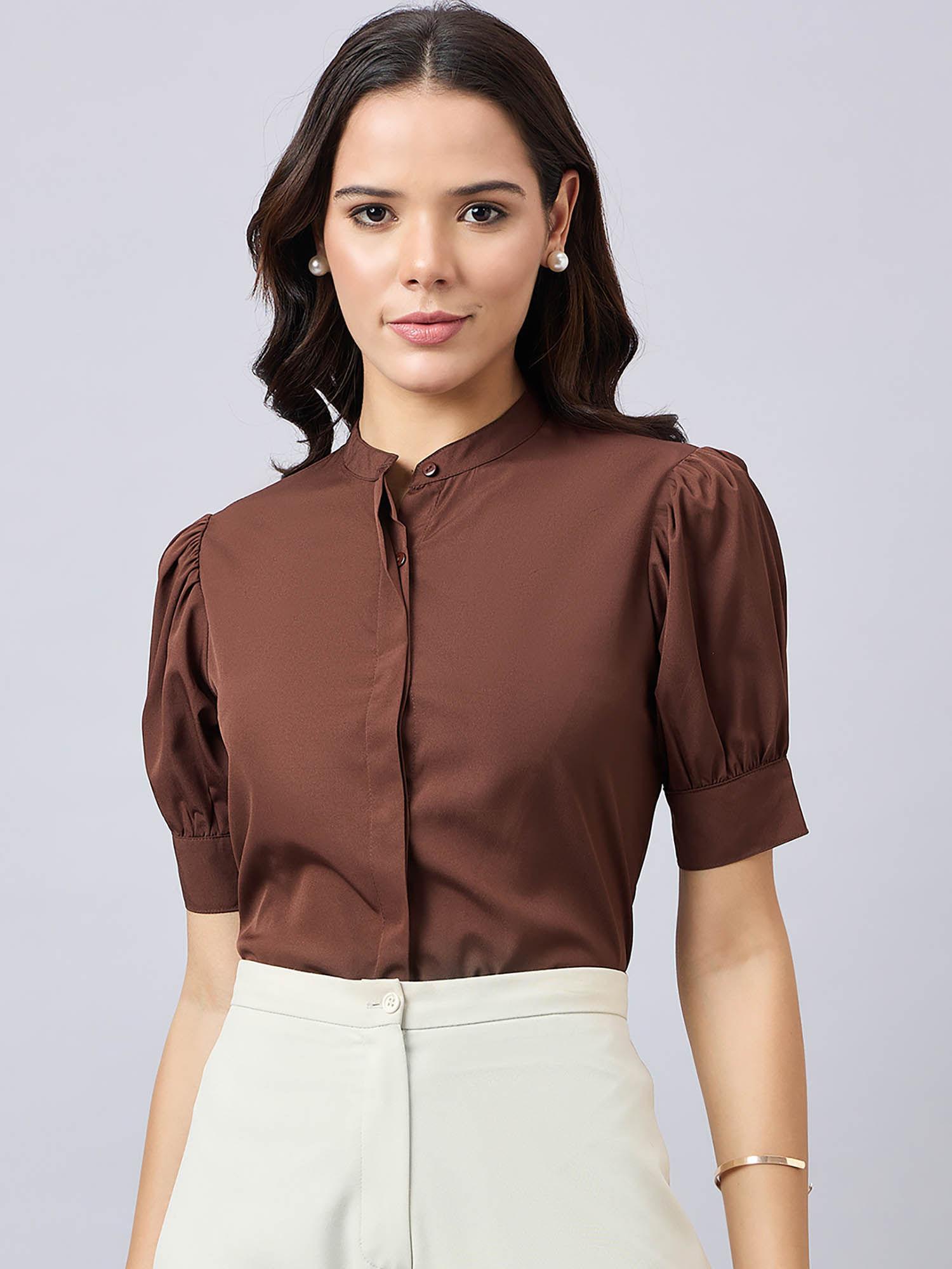 women solid regular fit shirt