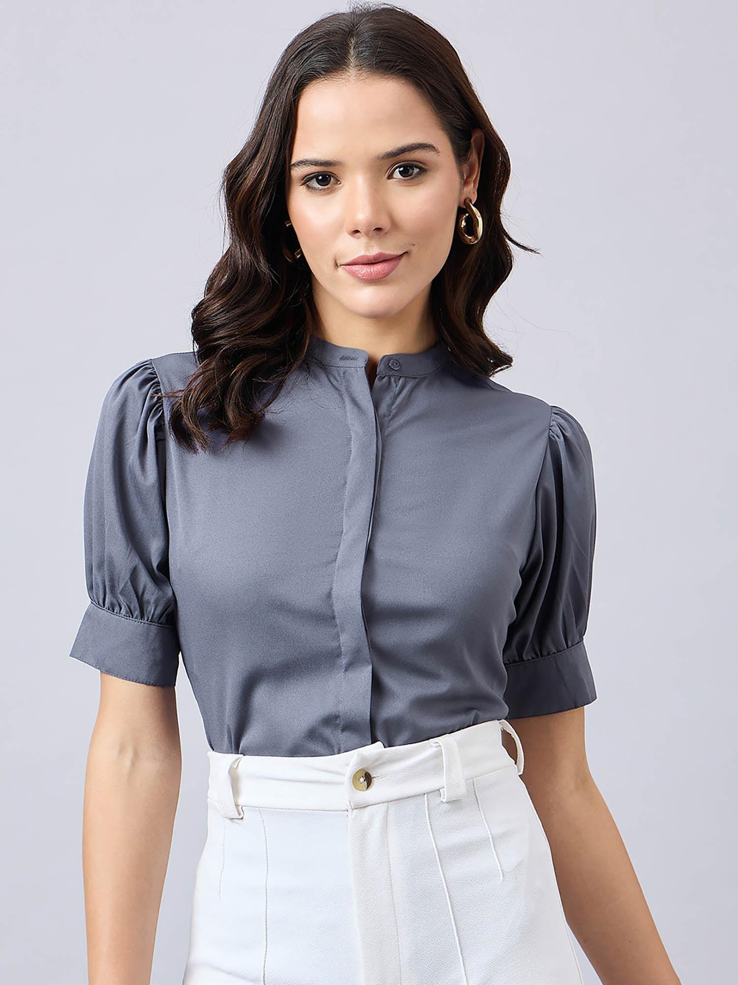 women solid regular fit shirt