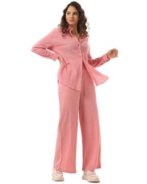 women solid regular fit suit sets