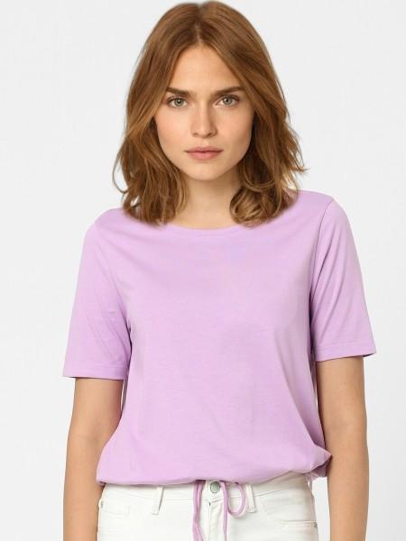 women solid round neck cotton blend purple t-shirt