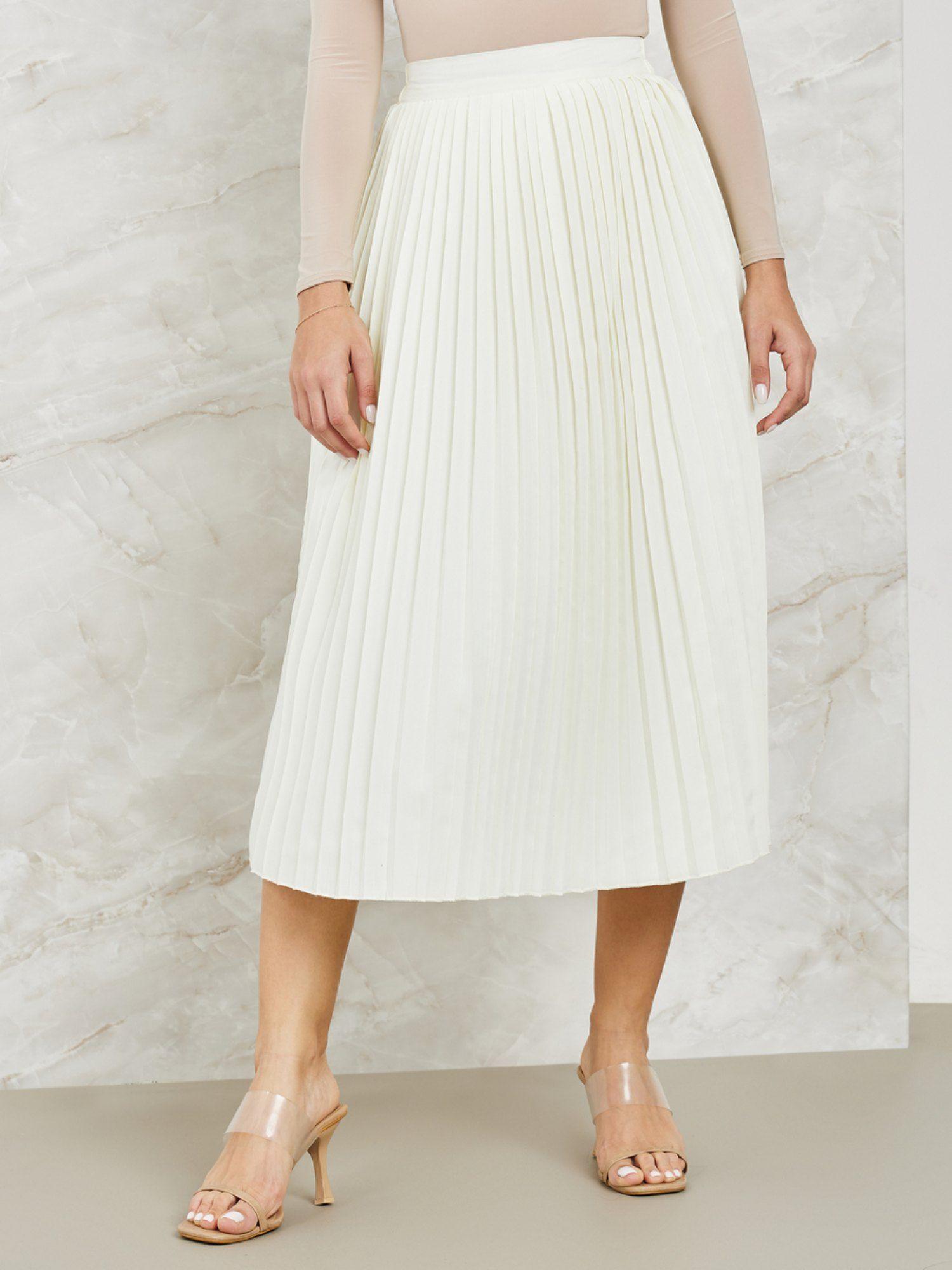 women solid skirt off white