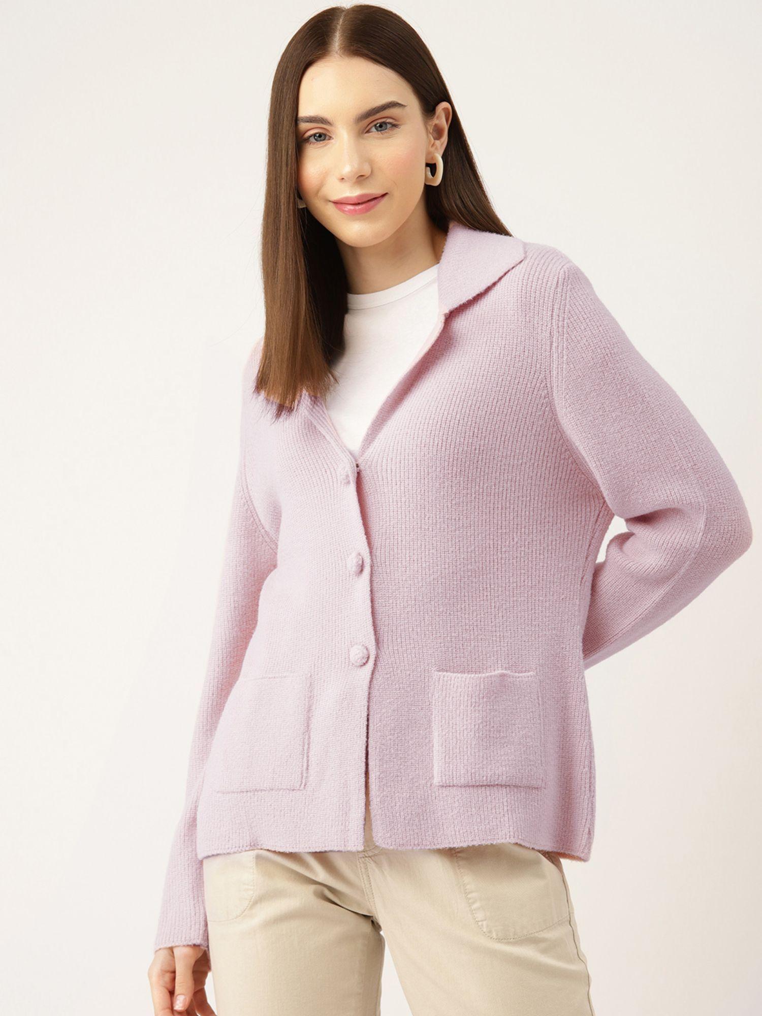 women solid sweater-lavender