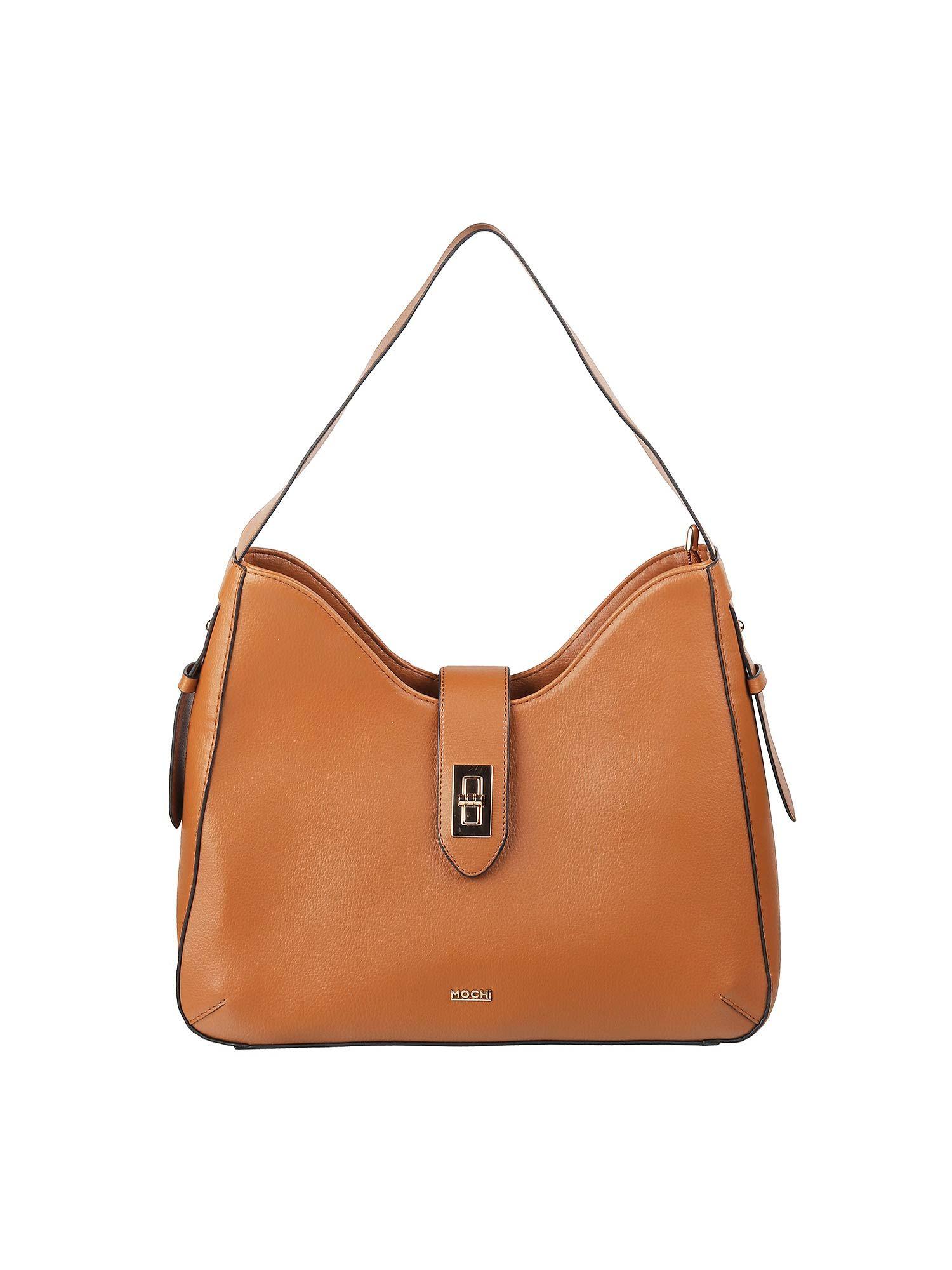 women solid tan handbags