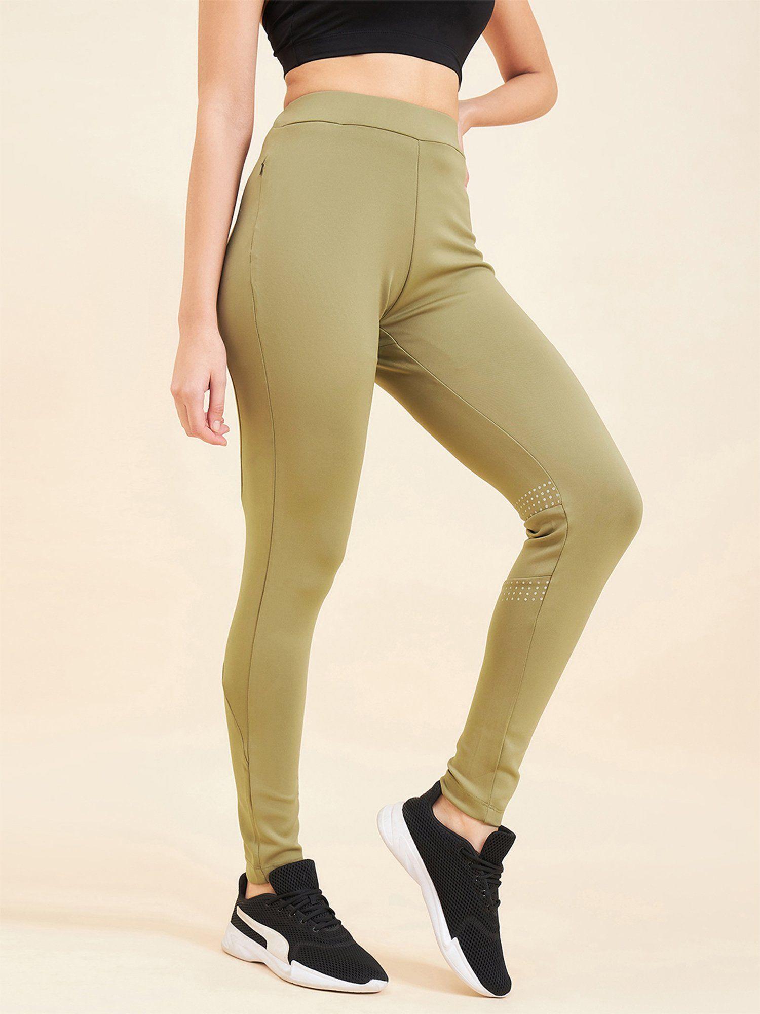 women solid tights - olive