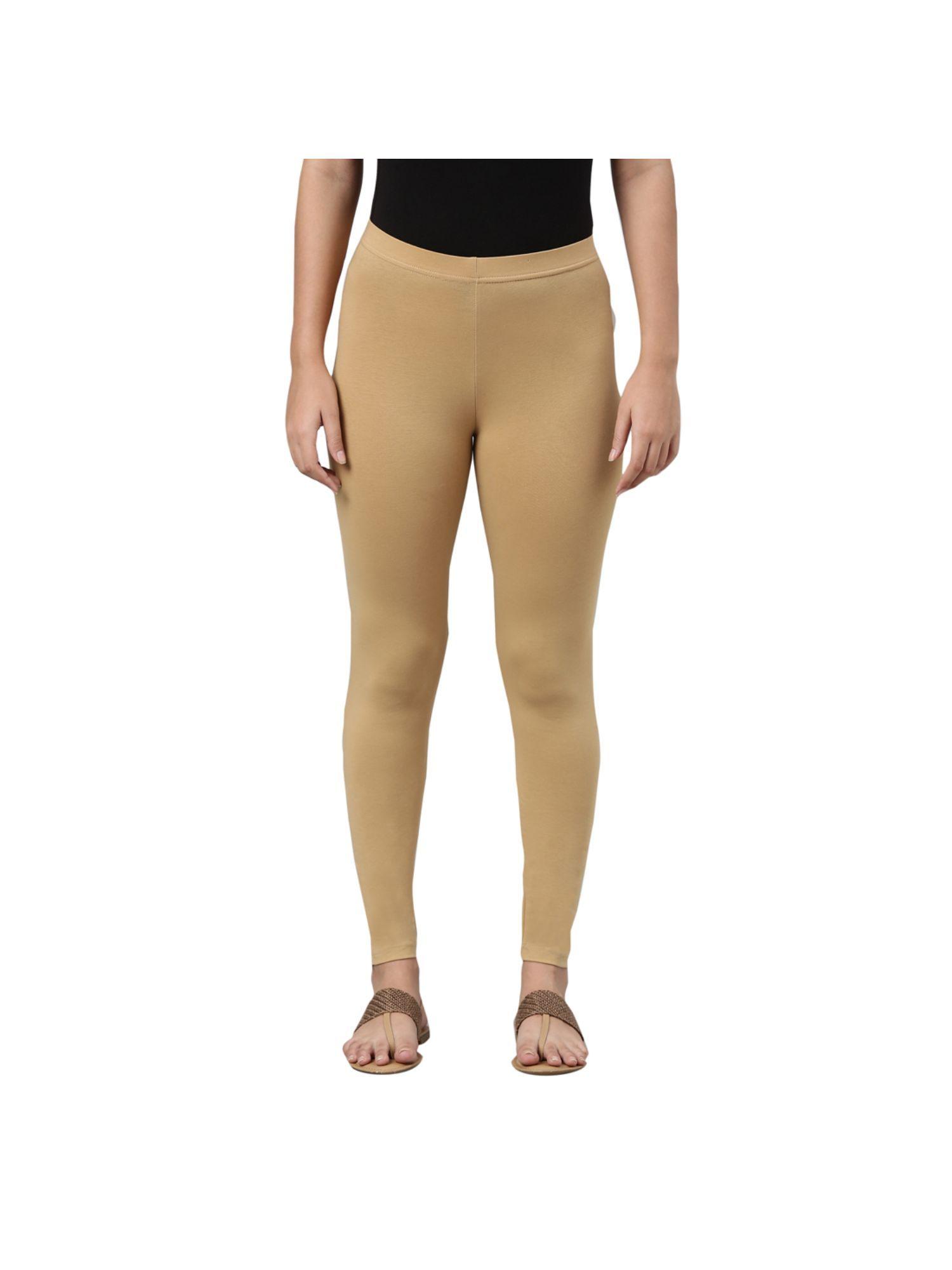 women solid wheat slim fit ankle length leggings - tall