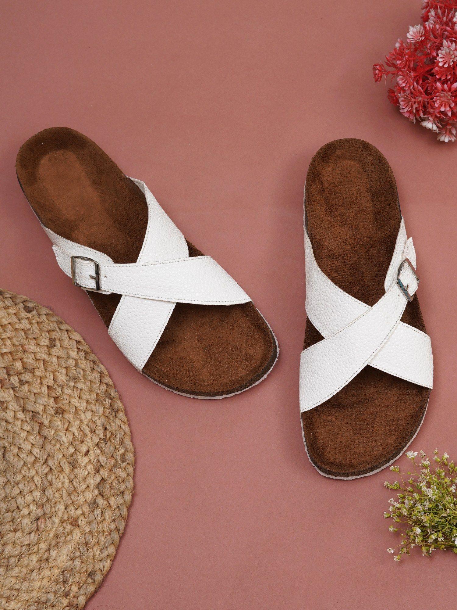 women solid white sandals