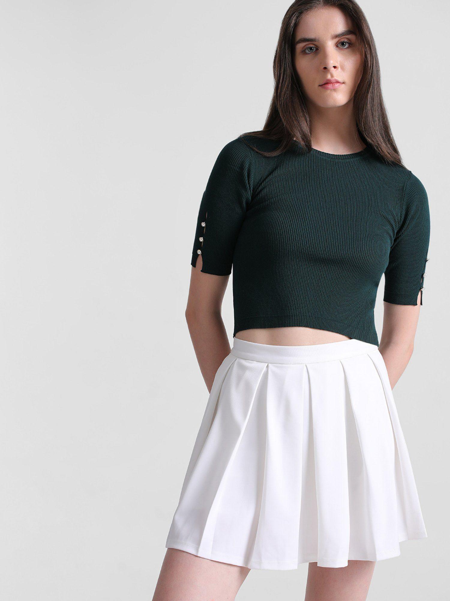 women solid white skirt