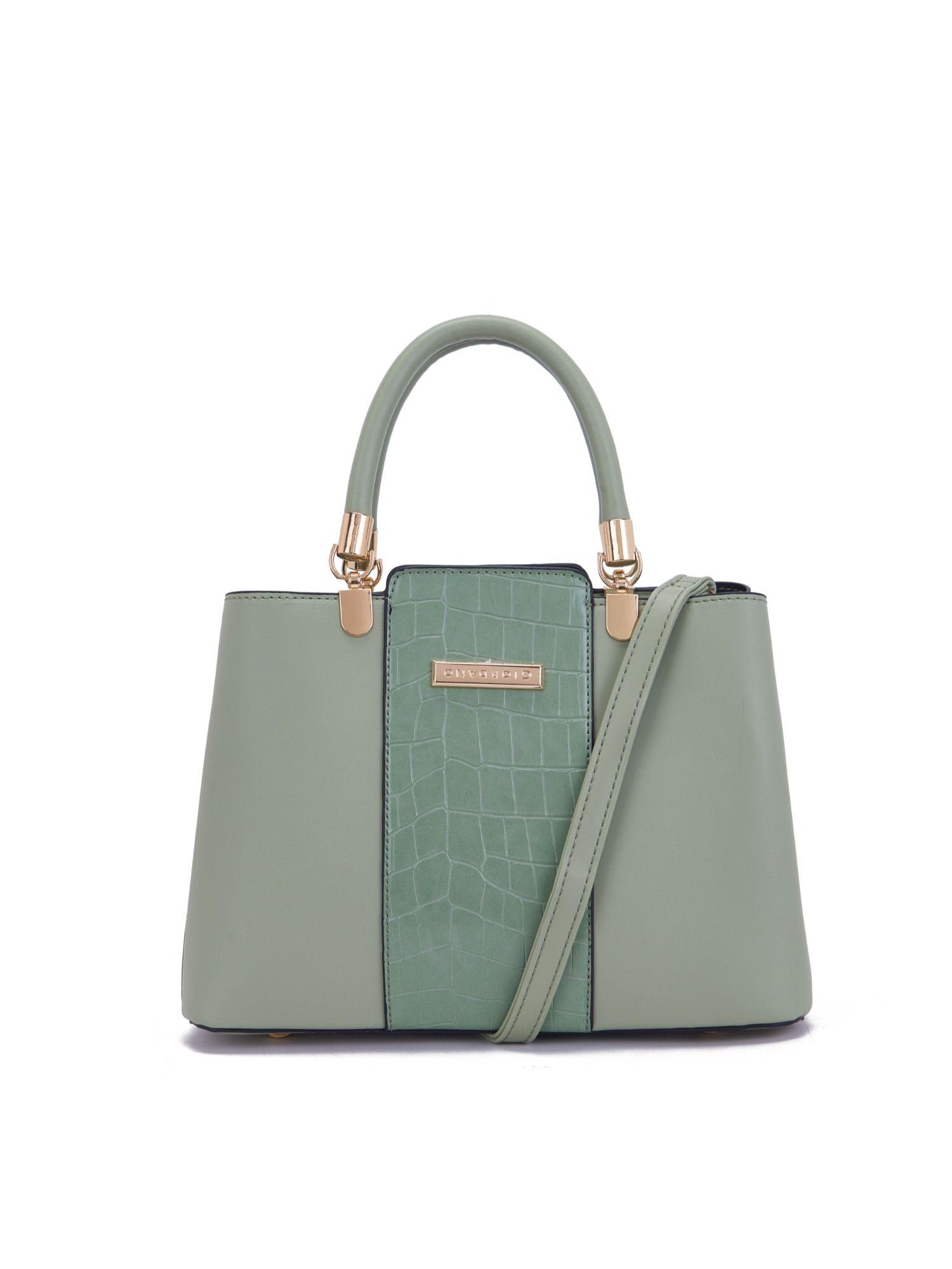 women spacious compartment satchel bag - green