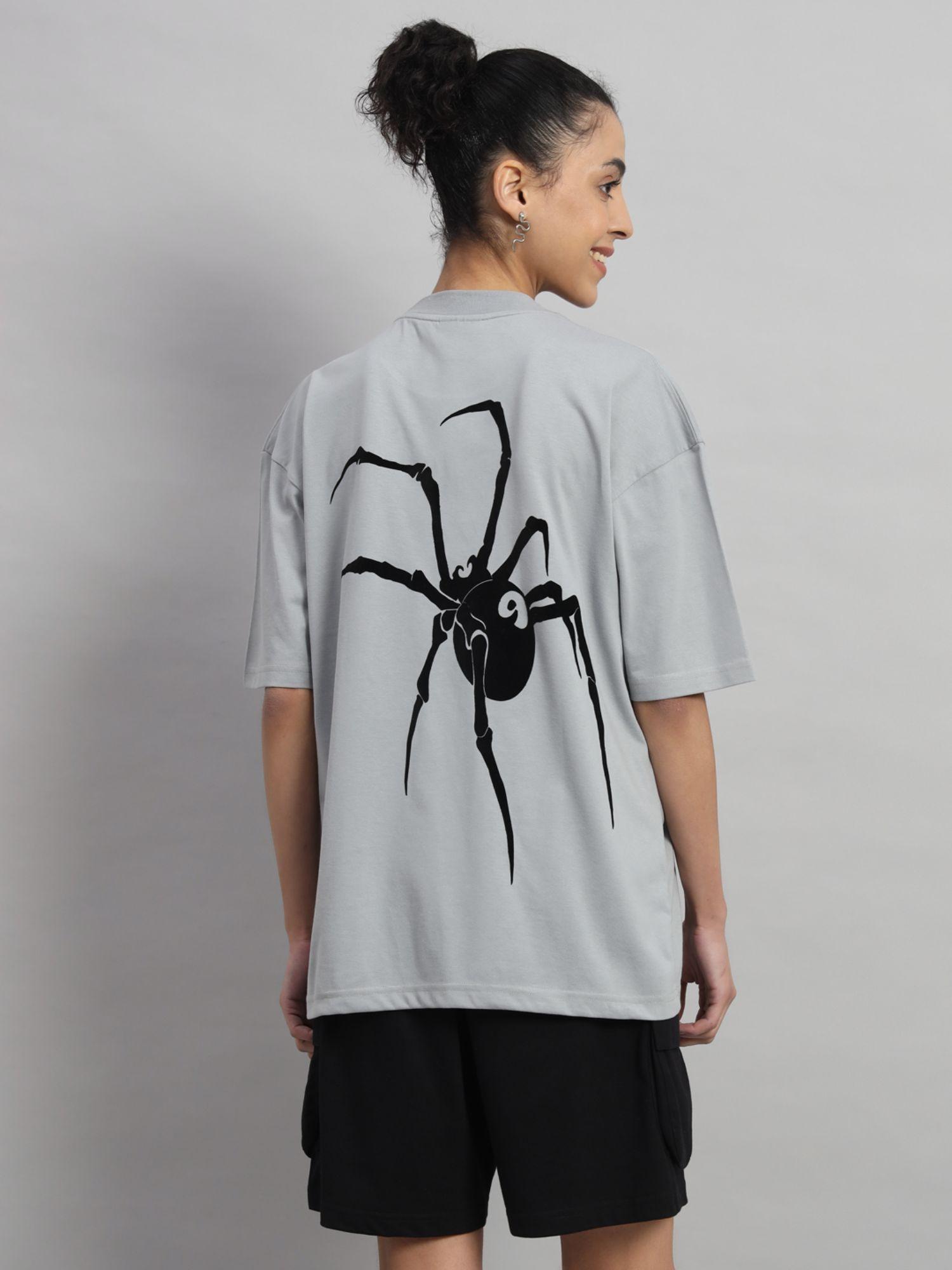 women spider oversized steel grey t-shirt