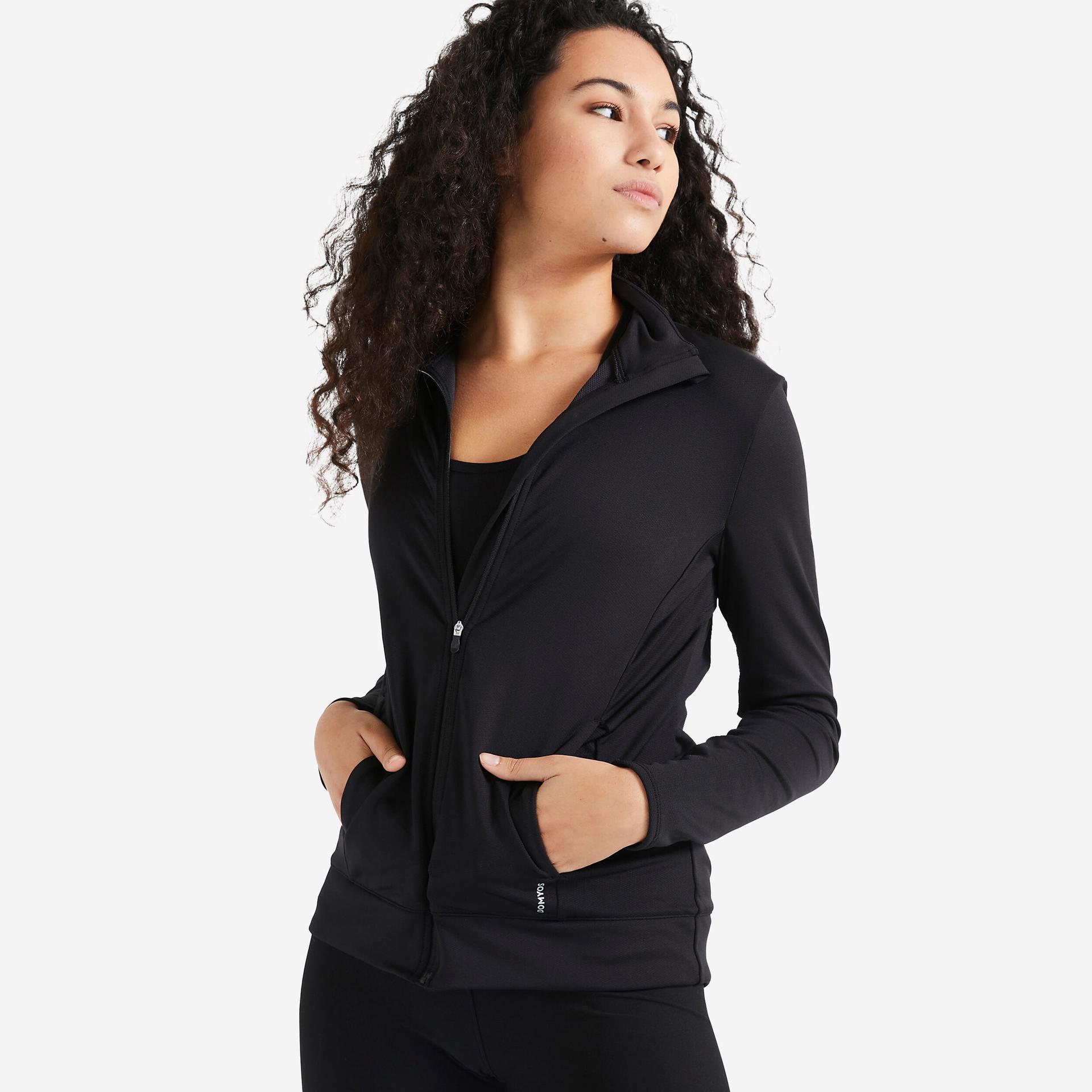 women sports jacket full zip - black