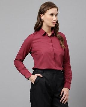 women spread-collar regular fit shirt