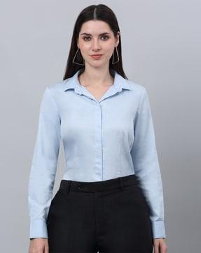 women spread-collar regular fit shirt