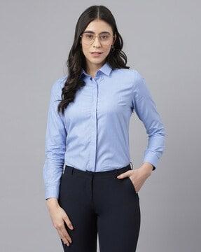 women spread-collar regular fit shirt